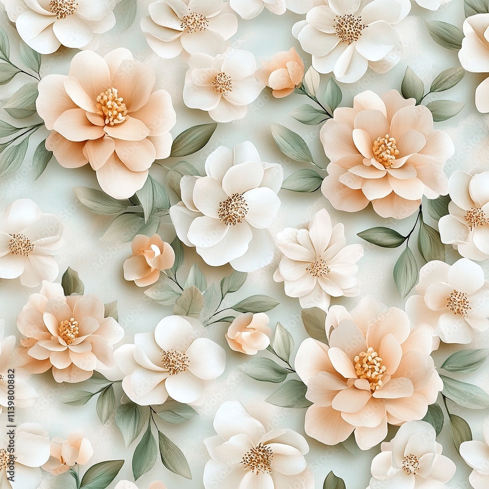 Delicate faded flower pattern in muted colors, timeless look Delicate faded flower pattern in muted colors, timeless look