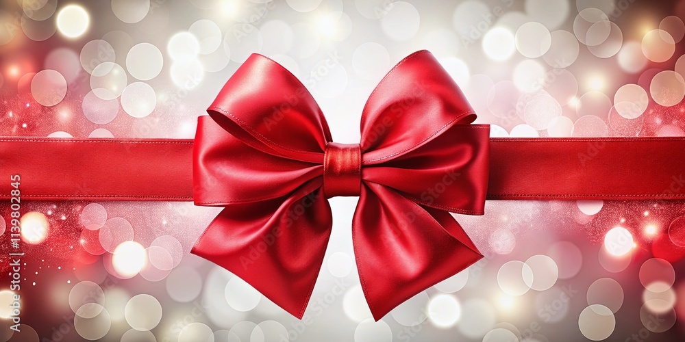 Stylish red satin bow with cross ribbons on a white backdrop, featuring a bokeh effect. Ideal for enhancing wedding invitations and gift card designs. Vector EPS10 format. Stylish red satin bow with cross ribbons on a white backdrop, featuring a bokeh effect. Ideal for enhancing wedding invitations and gift card designs. Vector EPS10 format.