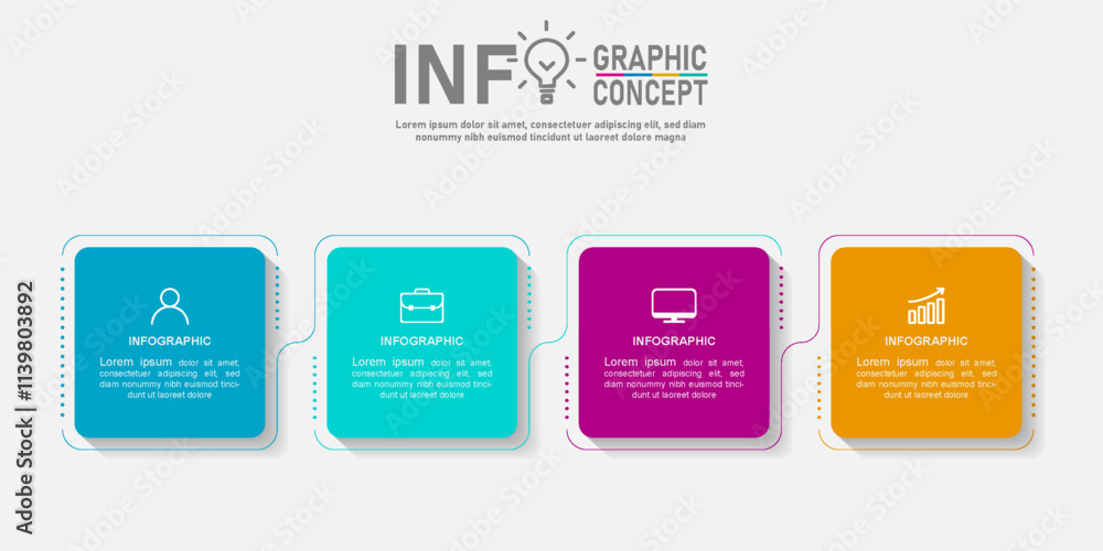 Infographic label template with icons. 4 options or steps. Can be used for presentations, web sites, diagram Infographic label template with icons. 4 options or steps. Can be used for presentations, web sites, diagram