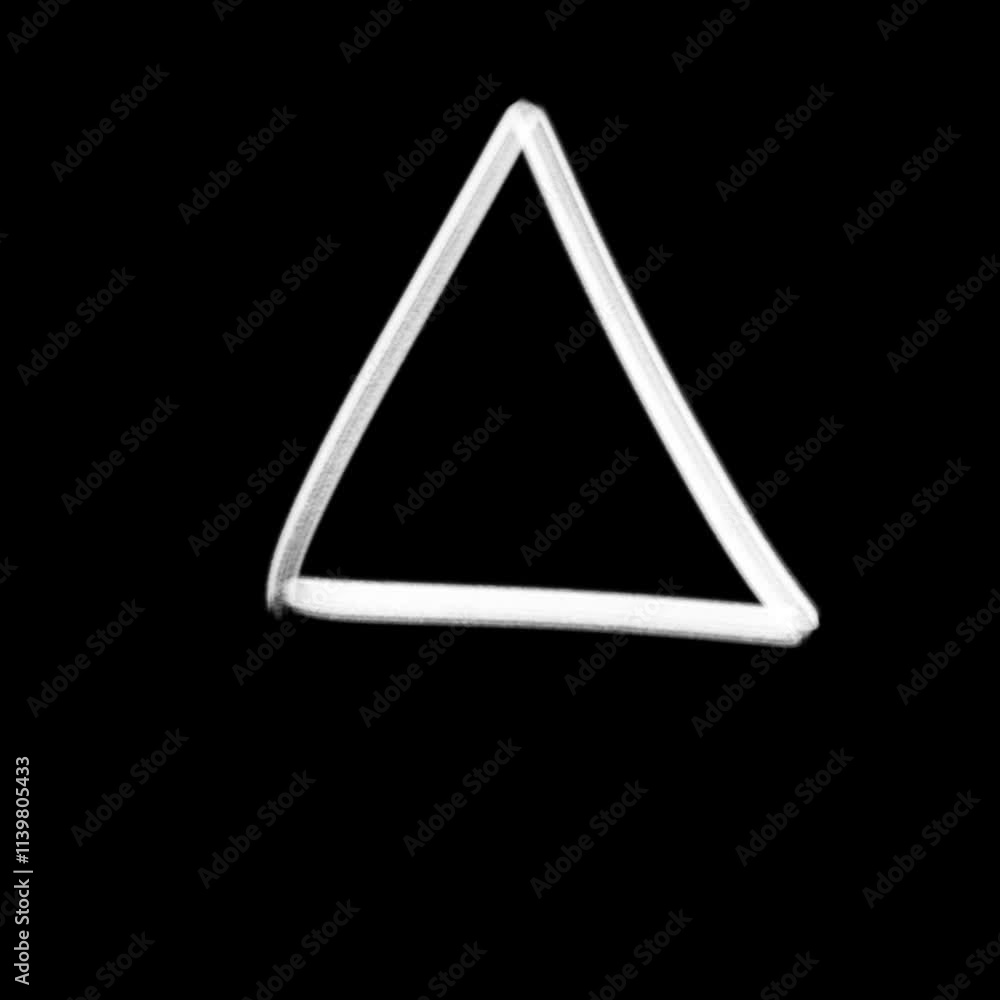 Hand-drawn white triangle on black background. Hand-drawn white triangle on black background.