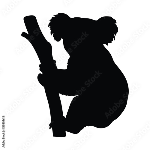 Koala black silhouette illustration isolated on a white background