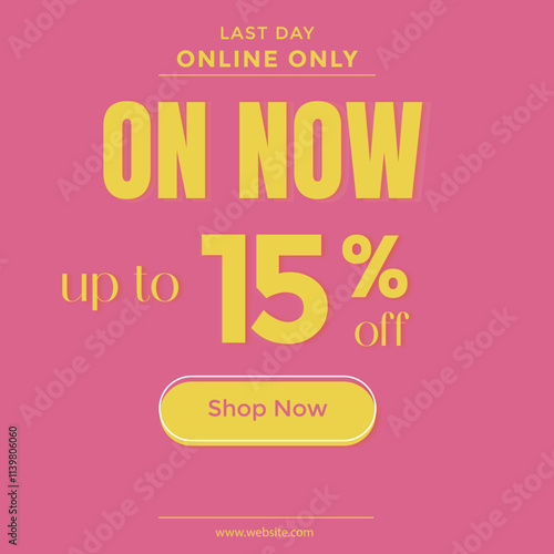 Social media sale banner collection, Sale banner 15% off, Sale discount banner design. Layout for online shopping, product, promotions, Last day sale banner