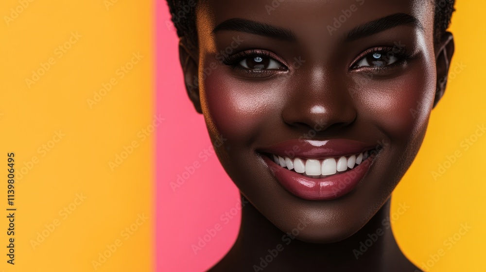 Radiant Beauty: Confident African Woman with Vibrant Smile