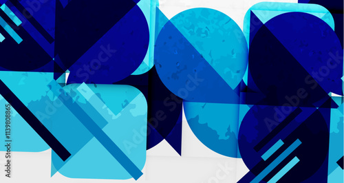 Squares, circles and triangles and grainy noisy texture. Vector Illustration For Wallpaper, Banner, Background, Card, Book Illustration, landing page