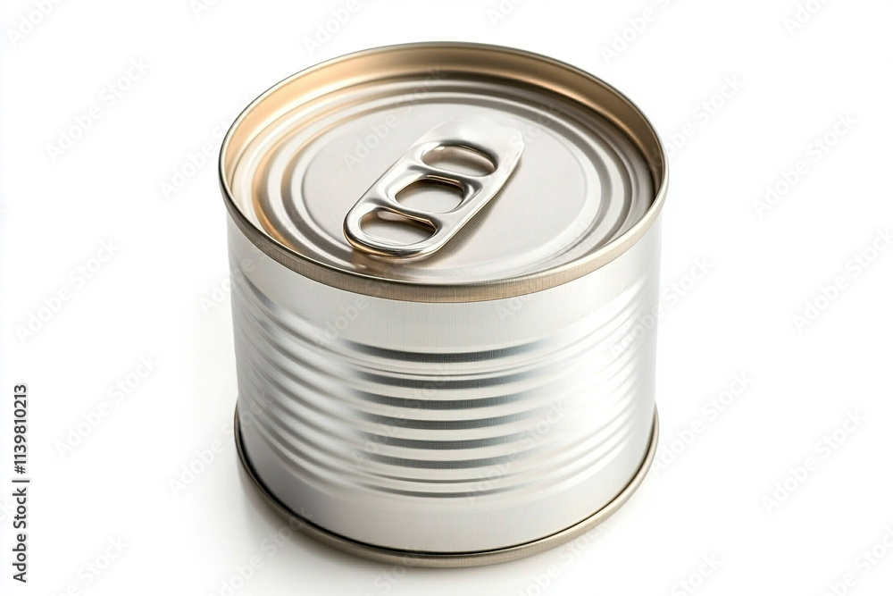 Front view of a golden metal can, used for food preservation. Front view of a golden metal can, used for food preservation.