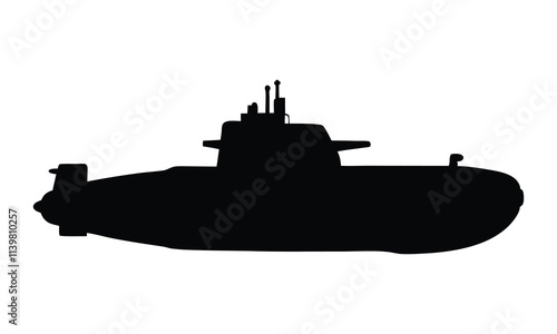 Submarine vector silhouette illustration isolated on a white background