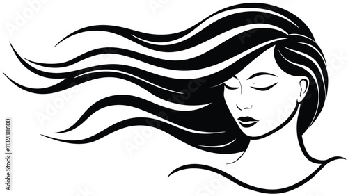 Woman’s Face with Hair Blowing in the Wind