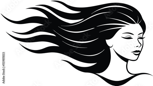 Woman’s Face with Hair Blowing in the Wind
