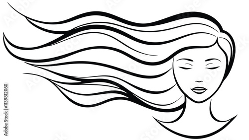 Woman’s Face with Hair Blowing in the Wind