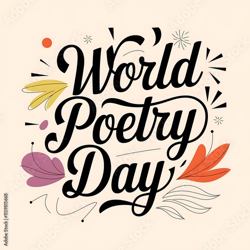 World Poetry Day celebration design with floral accents photo