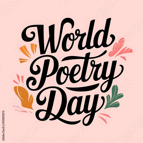 World Poetry Day Celebrated with Artistic Lettering and Floral Designs photo