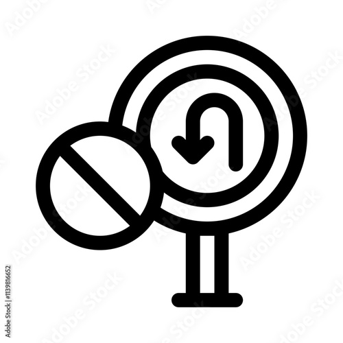 no u turn line icon photo