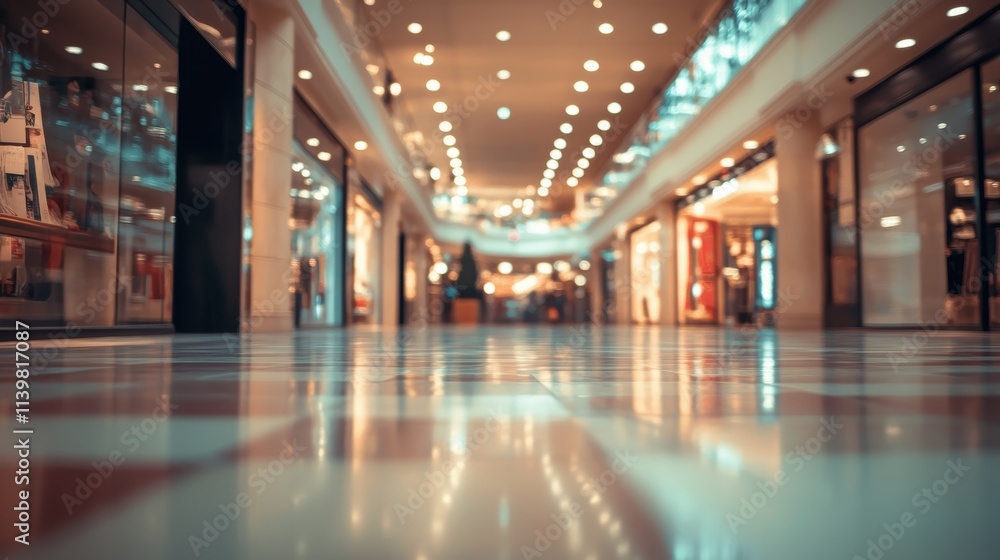 A Glimpse into a Luxurious Shopping Mall: Interior Perspective. Blurry Background. A Glimpse into a Luxurious Shopping Mall: Interior Perspective. Blurry Background.