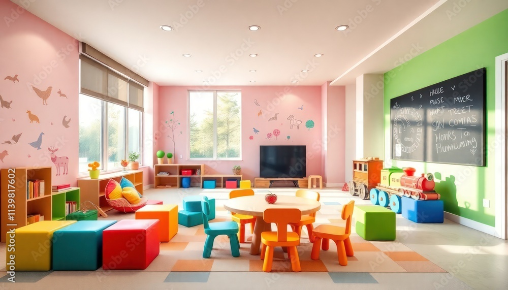 Modern Style - Children's Playroom Interior Design With Modern Concept - Hotel Playroom - Apartment Children's Playroom Interior With Chairs - Interior Design Modern Style - Children's Playroom Interior Design With Modern Concept - Hotel Playroom - Apartment Children's Playroom Interior With Chairs - Interior Design