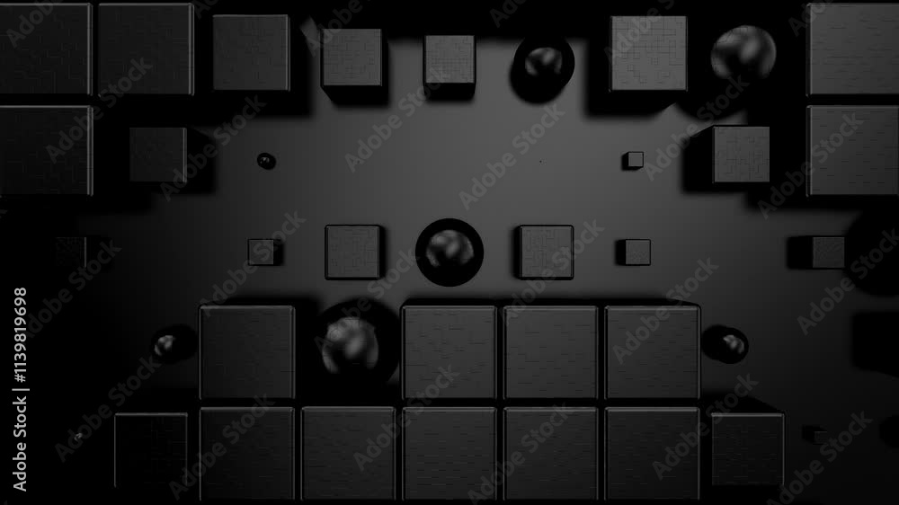Geometric Shapes Form a Wave. Abstract motion, two color, 3d rendering, 4k resolution
Geometric Shapes Form a Wave. Abstract motion, two color, 3d rendering, 4k resolution