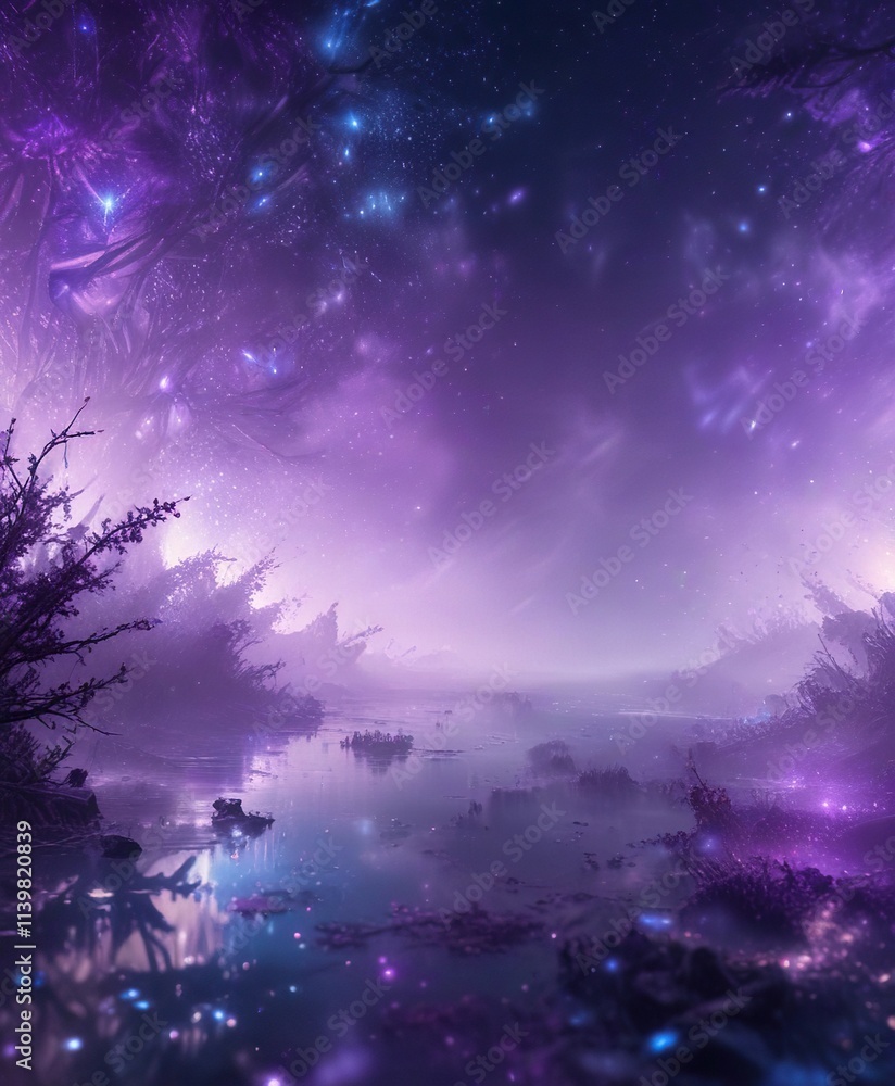 Sparkling mist background with scattered blue purple lights, misty background, purple hues, shiny lights Sparkling mist background with scattered blue purple lights, misty background, purple hues, shiny lights