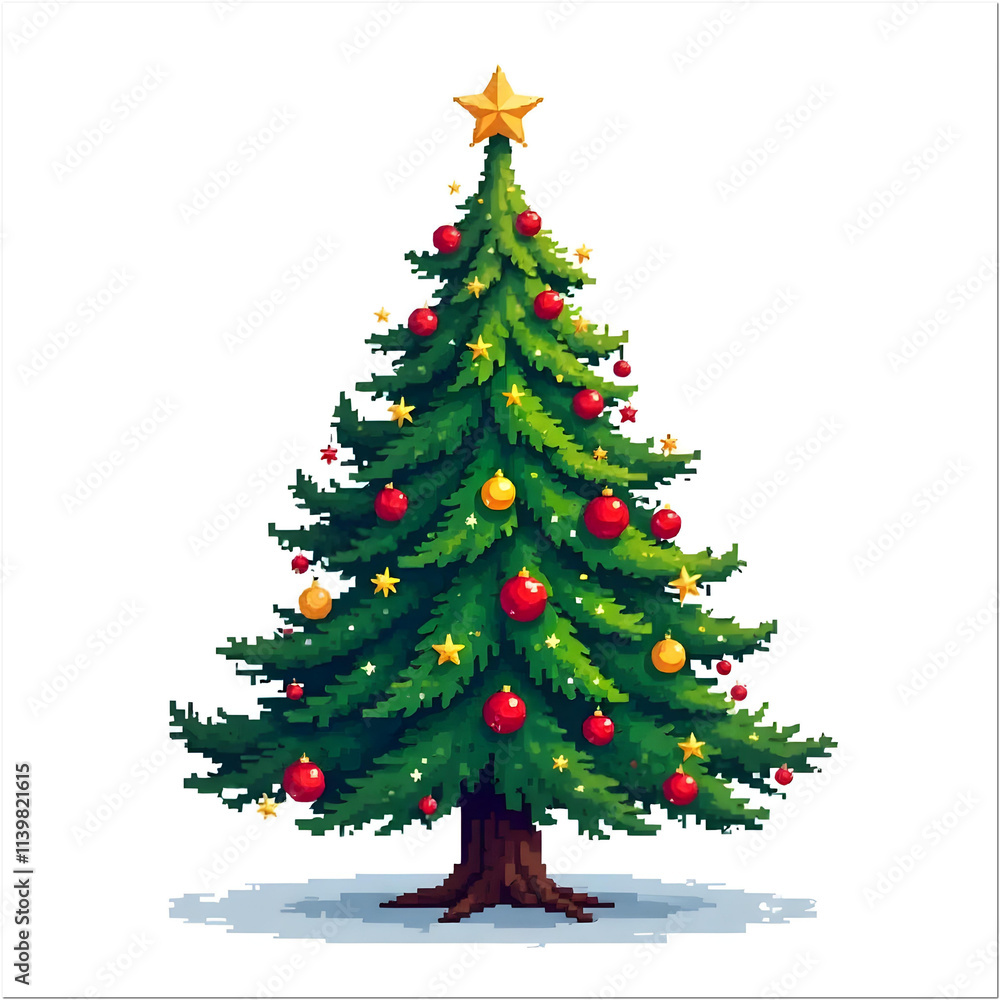 Big beautiful christmas tree decorated with beautiful shiny baubles Big beautiful christmas tree decorated with beautiful shiny baubles