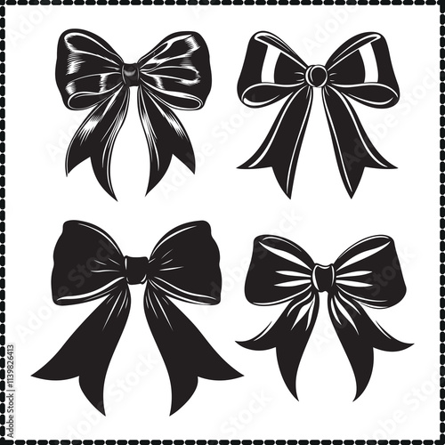 Bow Ribbon Silhouette, Decorative, Gift