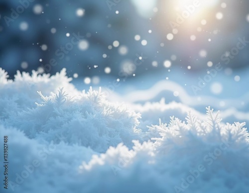 Wallpaper Mural Snowflakes drift softly to the ground, blanketing a tranquil winter scene. The sunlight sparkles through the snowdrifts, enhancing the festive atmosphere. Generative AI Torontodigital.ca