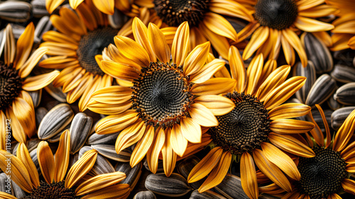 Sunflower seeds on sunflower seeds background.