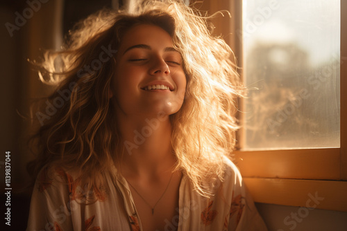 man woman A breathtaking portrayal of a coastal sunset, as radiant sun gracefully descends beneath horizon, enveloping tranquil waters and golden sands in a gentle, ethereal glow photo