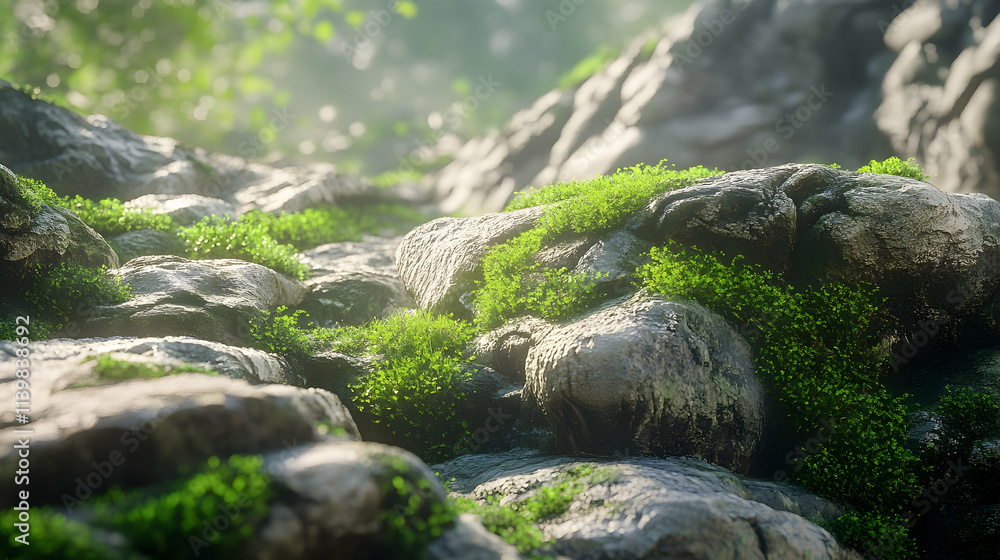 Moss-covered rocks for natural background setting Moss-covered rocks for natural background setting