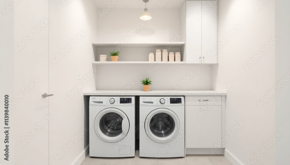 Minimalist Style - Laundry Room Interior Design With Minimalist Concept - Hotel Laundry Room - Apartment Laundry Room Interior With Washing Machine - Interior Design. Washing Machine Minimalist Design Minimalist Style - Laundry Room Interior Design With Minimalist Concept - Hotel Laundry Room - Apartment Laundry Room Interior With Washing Machine - Interior Design. Washing Machine Minimalist Design