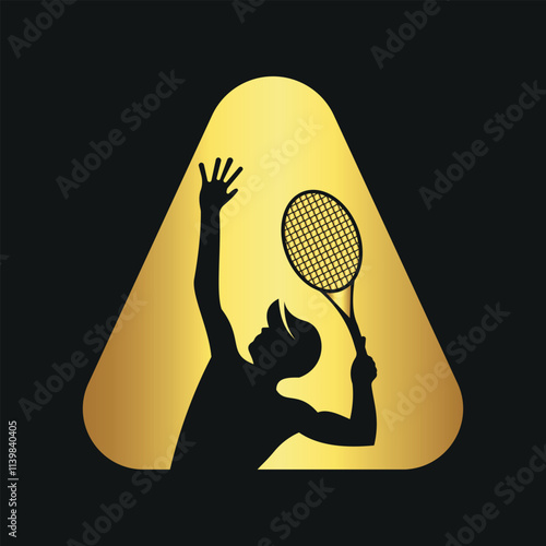 Initial Badminton Logo combine with letter A vector template