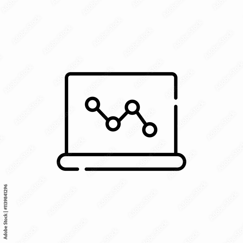 laptop web analytics icon sign vector
