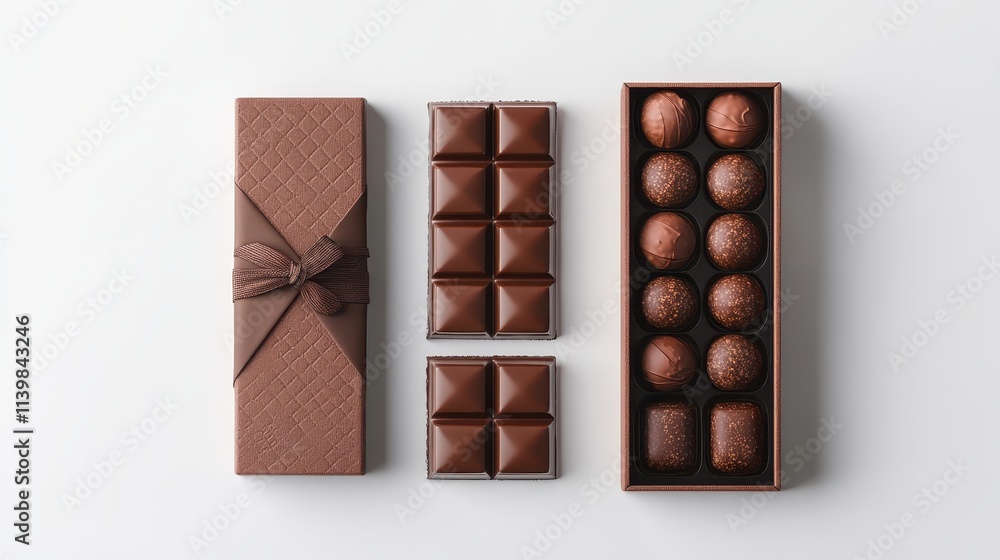 Obraz premium A box of chocolate bars and a box of chocolate truffles