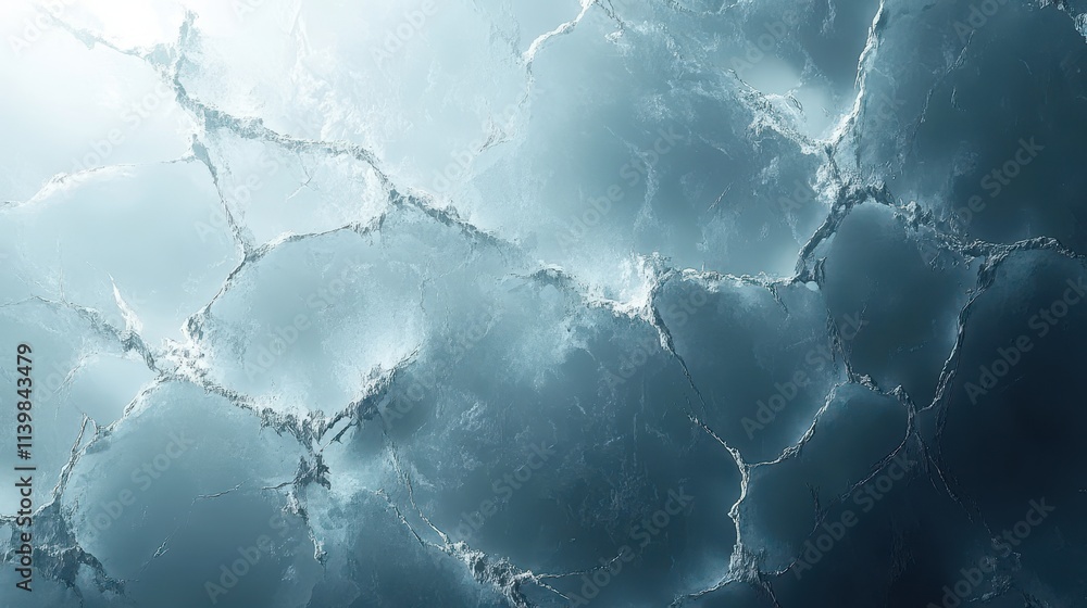 Textured ice surface with cracks and a cool color palette. Textured ice surface with cracks and a cool color palette.