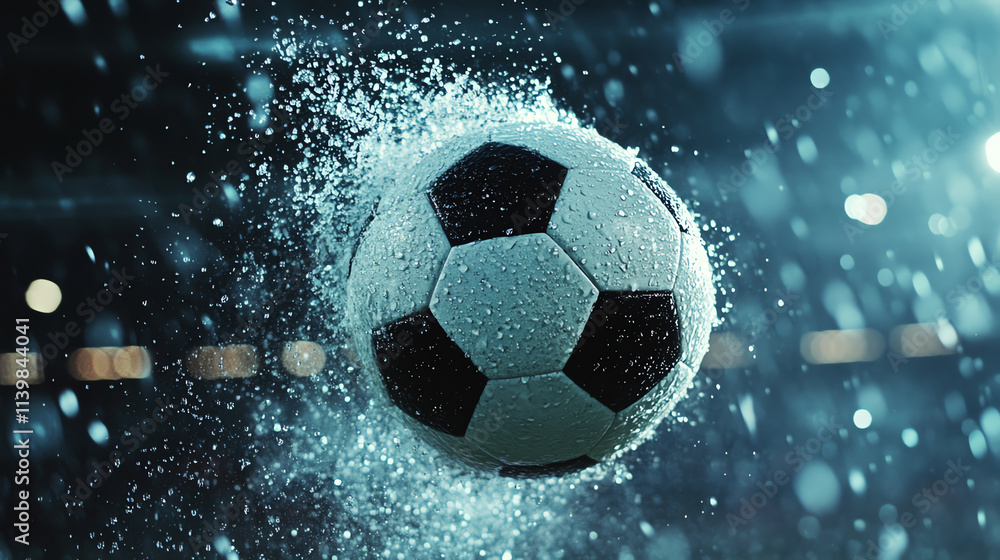 Fototapeta premium Soccer ball with water splash effect
