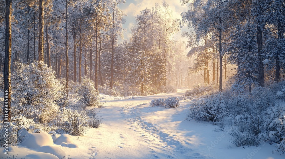 Winter Wonderland - Snowy Forest Landscape with Path Winter Wonderland - Snowy Forest Landscape with Path