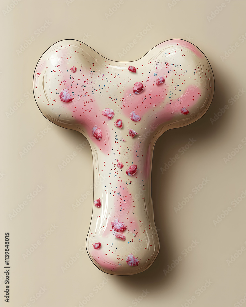 Naklejka premium Sweet bone-shaped treat with pink sprinkles.