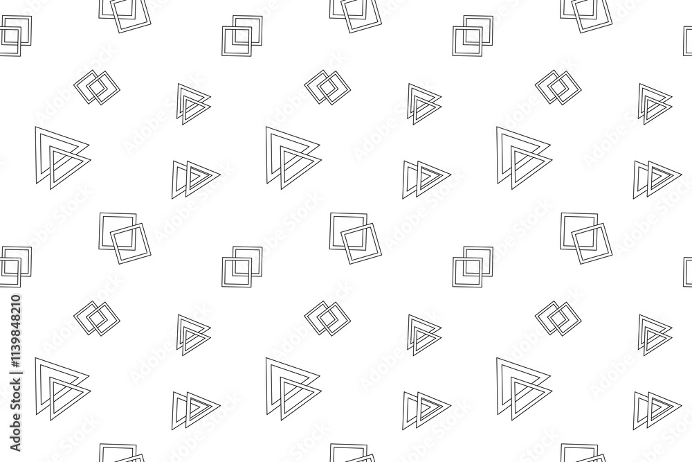 custom made wallpaper toronto digitalSeamless black and white pattern of hollow squares and triangles, perfect for kids coloring and creative activities.