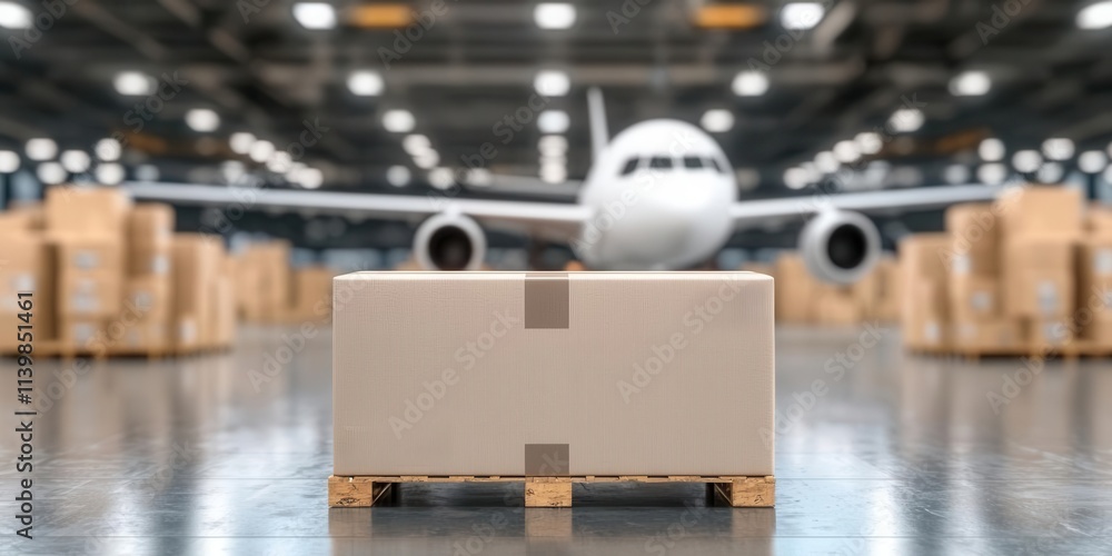 Obraz premium Airborne delivery in logistics setup, aerial + logistic + airborne delivery, ,