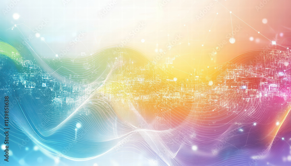 Fototapeta premium Abstract Colorful Network Data Wave Background