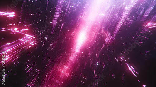 Abstract 3D Background, Purple Glowing Lines