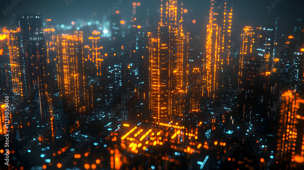 Cyberpunk Cityscape 3D Illustration Cyberpunk Cityscape 3D Illustration
