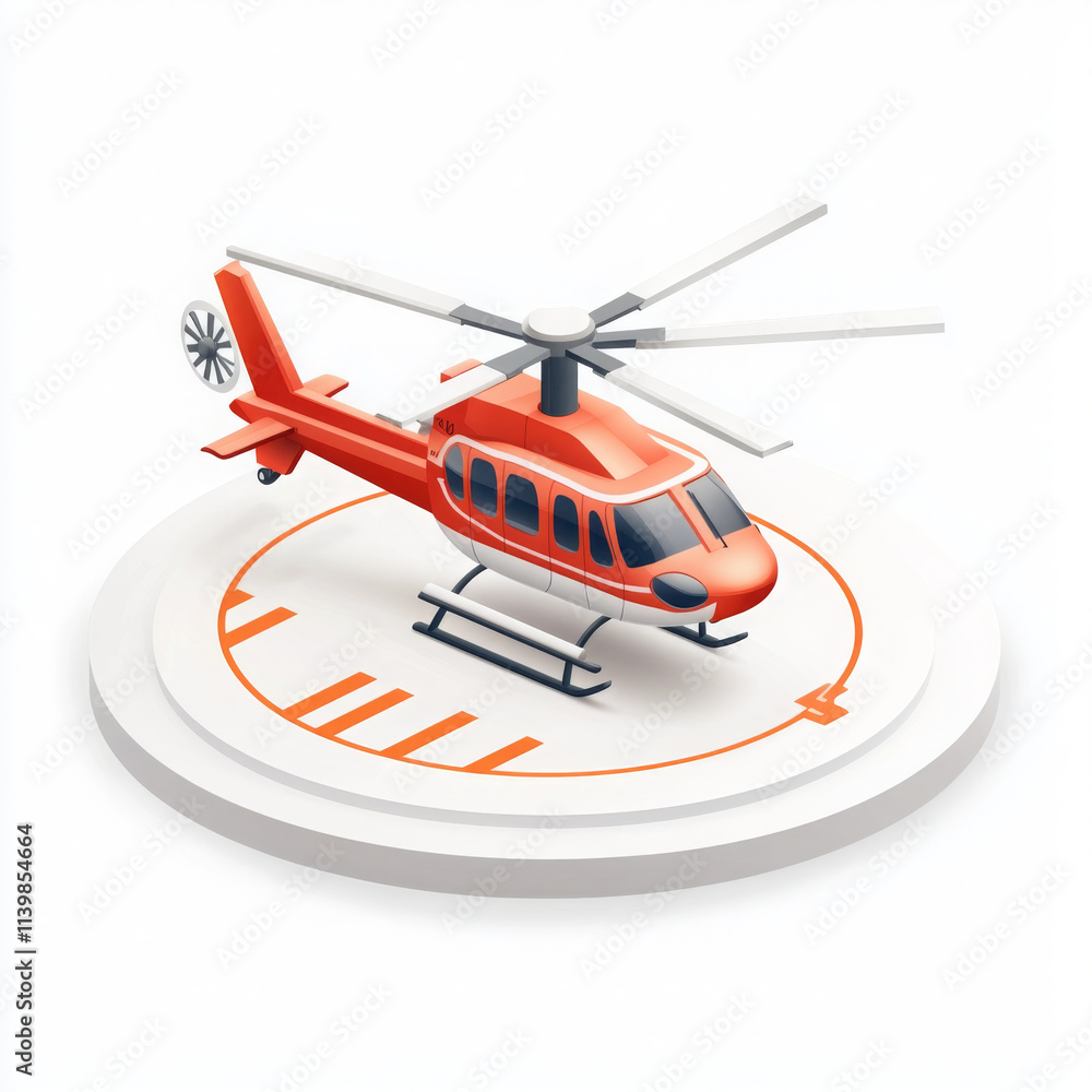Fototapeta premium minimal isometric icon depicting helicopter on helipad
