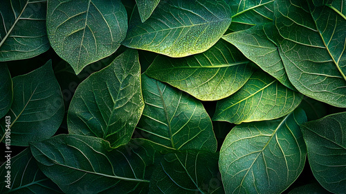 Abstract green leaf pattern background inspired by tropical foliage textures