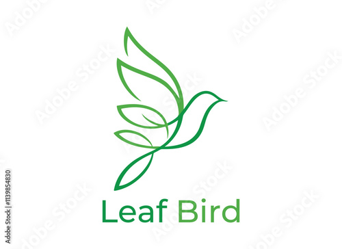 Leaf bird logo icon design template flat vector, logo design humming, nature bird design, bird and leaf combination logo premium vector illustration, vector line bird logo