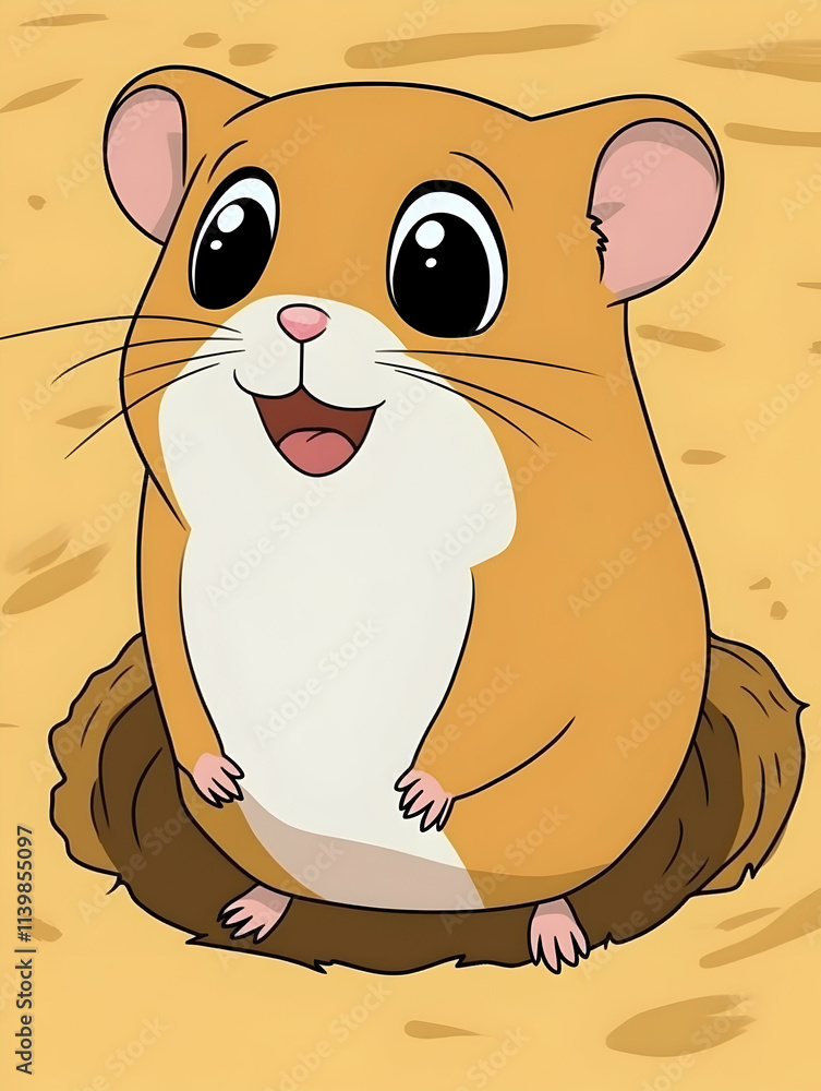 Cute cartoon hamster emerging from its burrow. Cute cartoon hamster emerging from its burrow.