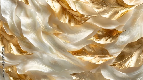 Fototapeta Naklejka Na Ścianę i Meble -  modern wall fram for canvas art luxurious leaves 3D decor for home walls