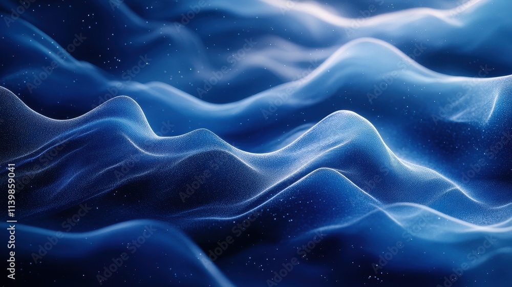Obraz premium Abstract blue waves creating a serene, fluid visual effect.