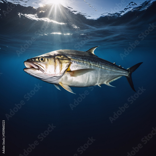 Fische - Flinker Thunfisch im azurblauen Meer photo