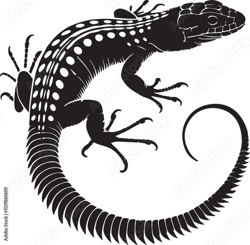 Lizard silhouette vector illustration reptilian grace