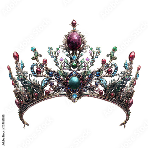 Majestic crown showcase art exhibition jewelry display elegant gallery close-up royal heritage photo