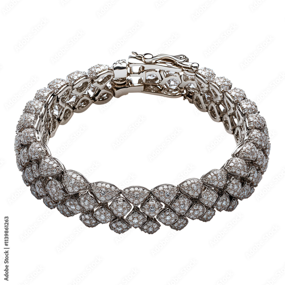 Obraz premium Exquisite diamond bracelet showcase luxury jewelry display elegant setting close-up perspective glamorous design