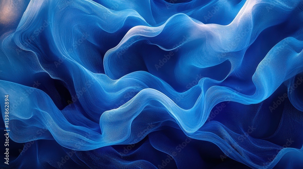 Obraz premium A flowing abstract design in shades of blue, evoking fluidity and motion.